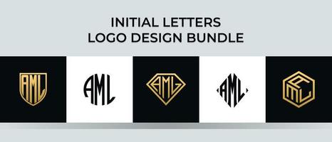 ensemble de conceptions de logo de lettres initiales aml vecteur