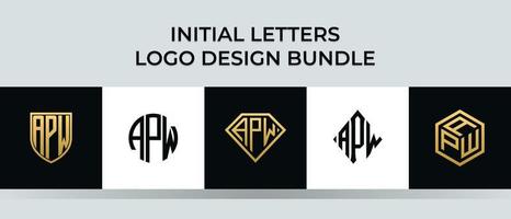 Paquet de conceptions de logo apw de lettres initiales vecteur