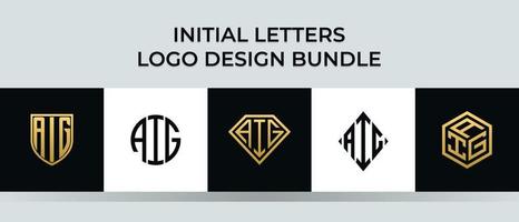 Paquet de conceptions de logo de lettres initiales aig vecteur