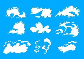 définir le style de dessin animé plat de nuages blancs vecteur