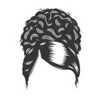 visage de femme avec illustration de coiffures vintage afro chignon désordonné. vecteur