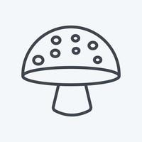 icône de champignon unique dans un style de ligne branché isolé sur fond bleu doux vecteur