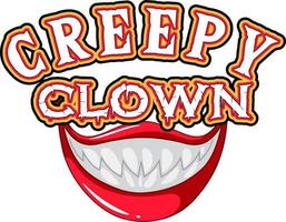 logo de mot de clown effrayant avec une bouche de clown effrayant vecteur
