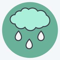 icône de nuage de pluie dans le style de compagnon de couleur à la mode isolé sur fond bleu doux vecteur