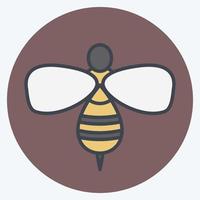 icône d'abeille dans un style de compagnon de couleur à la mode isolé sur fond bleu doux vecteur