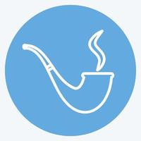 icône de pipe allumée dans le style tendance des yeux bleus isolé sur fond bleu doux vecteur