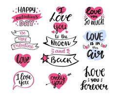 phrases pour la Saint-Valentin, une déclaration d'amour. dessiné à la main. calligraphie. caractères. vecteur. vecteur