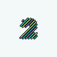 modèle de conception de logo d'élément numéro 2 coloré moderne. mignon alphabet comique icône vector illustration parfaite pour votre identité visuelle.