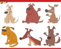 ensemble de personnages comiques de chiens et chiots drôles de dessin animé vecteur