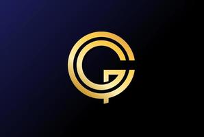 lettre initiale de luxe minimaliste simple gc cg vecteur de conception de logo de pièce dor