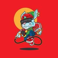 hiphop lapin de dessin animé vecteur