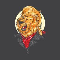 lion de motard de dessin animé cool vecteur