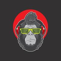 mascotte de dessin animé tête de gorille vecteur