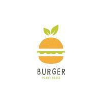 logo végétalien burger, icône du logo burger à base de plantes vecteur