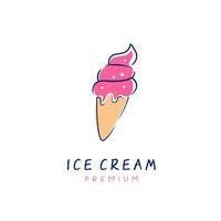 dessin à la main cornet de crème glacée logo icône symbole vecteur