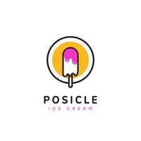 popsicle fondant rose crème glacée logo icône symbole vecteur