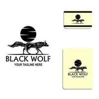 logo de silhouette de loup noir vecteur