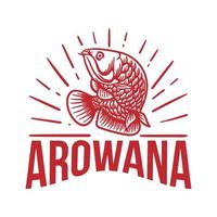 logo de poisson arowana rouge vintage sur fond blanc vecteur