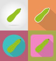 icônes plat de légumes courgettes avec l&#39;illustration vectorielle ombre vecteur