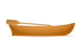 illustration vectorielle de bateau en bois vue de côté
