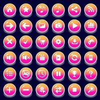 icônes de boutons gui définies pour les interfaces de jeu de couleur rose. vecteur