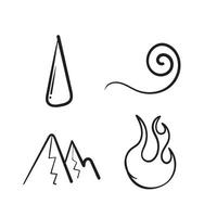 dessinés à la main doodle quatre nature élément illustration symbole vecteur isolé