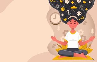 sensibilisation à la santé mentale avec fond de méditation vecteur