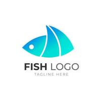 création de logo d'entreprise coloré minimaliste plat de poisson vecteur