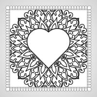 coeur dessiné à la main avec mandala. décoration en ornement oriental ethnique doodle. vecteur