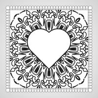 coeur dessiné à la main avec mandala. décoration en ornement oriental ethnique doodle. vecteur