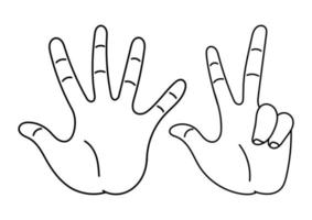illustration dessinée à la main d'un doigt montrant le numéro huit vecteur