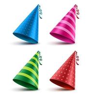 vecteur de chapeau d'anniversaire serti de motifs colorés comme éléments et décorations pour la fête et les célébrations isolés sur fond blanc. illustration vectorielle.