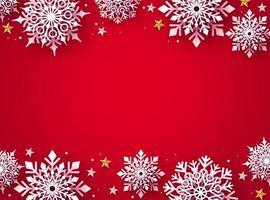 vecteur de fond de flocons de neige de Noël. neige blanche d'hiver sur fond rouge et espace vide pour le texte de noël et la promotion saisonnière. illustration vectorielle.