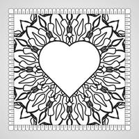 coeur dessiné à la main avec mandala. décoration en ornement oriental ethnique doodle. vecteur