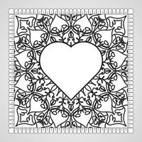 coeur dessiné à la main avec mandala. décoration en ornement oriental ethnique doodle. vecteur