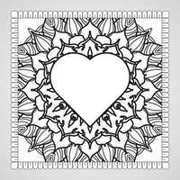 coeur dessiné à la main avec mandala. décoration en ornement oriental ethnique doodle. vecteur