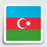 icône de drapeau azerbaïdjanais sur papier autocollant carré avec ombre. bouton pour application mobile ou web. vecteur