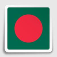 République du Bangladesh drapeau icône sur papier autocollant carré avec ombre. bouton pour application mobile ou web. vecteur