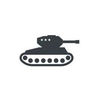 icône de char militaire sur blanc vecteur