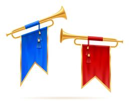 illustration vectorielle de roi trompette corne royale doré vecteur