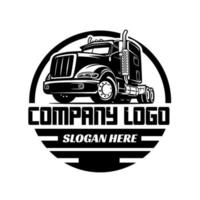 logo de l'entreprise de camionnage, logo semi-camion, modèle de logo prêt à l'emploi à 18 roues, vecteur isolé