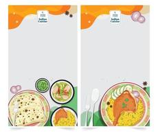 conception de modèle de menu de cuisine indienne pour la nourriture de restaurant de cuisine indienne, illustration vectorielle vecteur