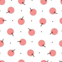 cerises rouges de modèle sans couture de bébé sur un design dessiné à la main de fond blanc dans le style des enfants. utilisé pour l'impression, la décoration de papier peint, les tissus, les textiles. illustration vectorielle vecteur