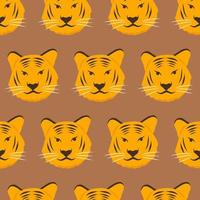 motif de tigre chinois sans couture sur fond marron pour l'impression, le tissu, le textile vecteur