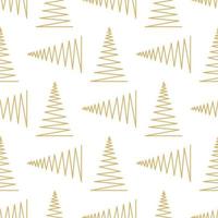 modèle sans couture avec des arbres de Noël géométriques minimalistes en illustration vectorielle de couleur or. vacances d'hiver, joyeux noël et bonne année design abstrait. vecteur