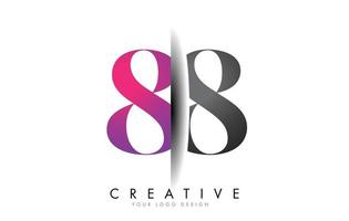 88 8 logo numéro gris et rose avec vecteur de coupe d'ombre créative