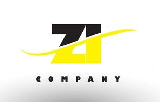 zi zi logo de lettre noir et jaune avec swoosh. vecteur