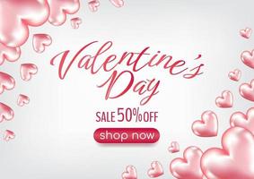 vecteur de site Web de conception de bannière rose de promotion de vente de la saint valentin