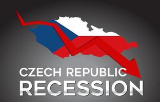 carte de la récession de la république tchèque crise économique concept créatif avec flèche de crash économique. vecteur