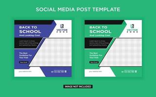 modèle de publication sur les réseaux sociaux de retour à l'école vecteur